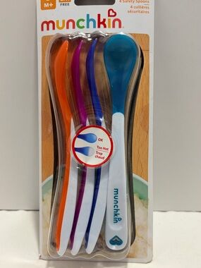 Munchkin Heat-Sensing Baby Spoons - Blue, Purple, Orange, White (4-Pack)